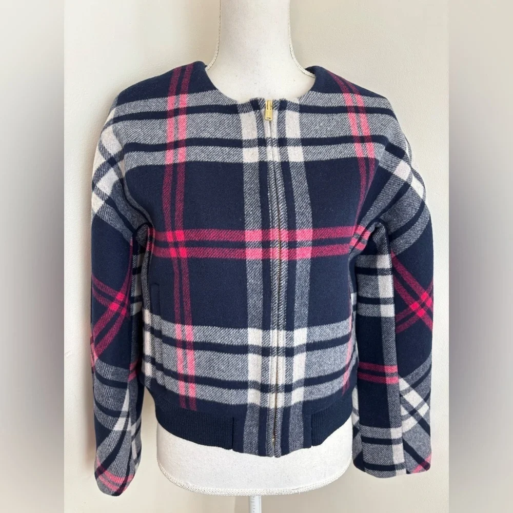 J. Crew Wool Plaid Bomber Jacket Size Small
